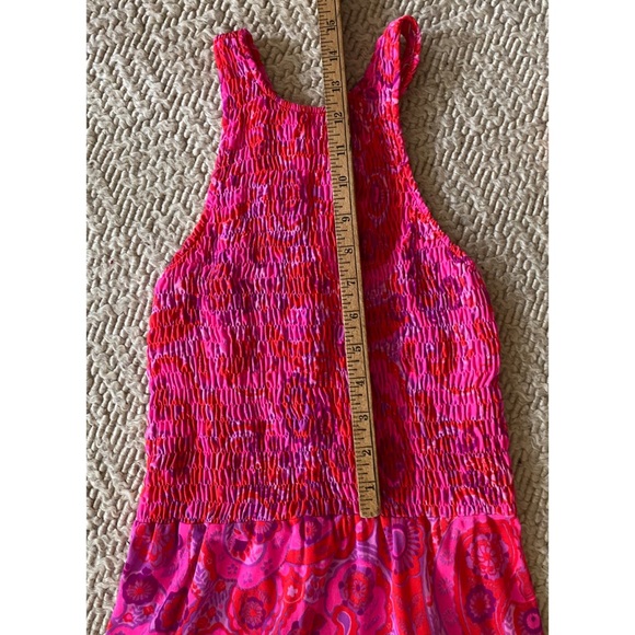 Vintage 60s/70s Paisley Neon Pink Maxi Dress Med - Picture 9 of 12